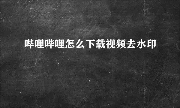 哔哩哔哩怎么下载视频去水印
