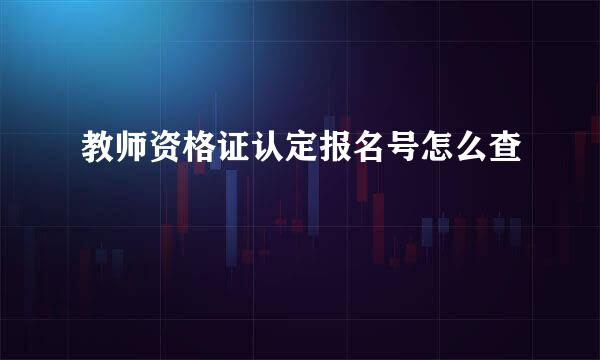 教师资格证认定报名号怎么查