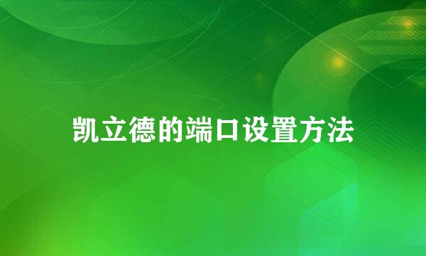凯立德的端口设置方法