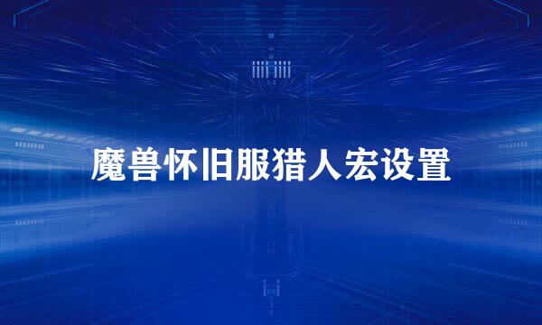 魔兽怀旧服猎人宏设置