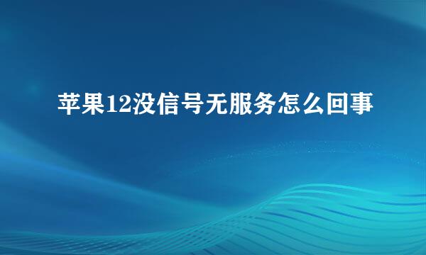 苹果12没信号无服务怎么回事