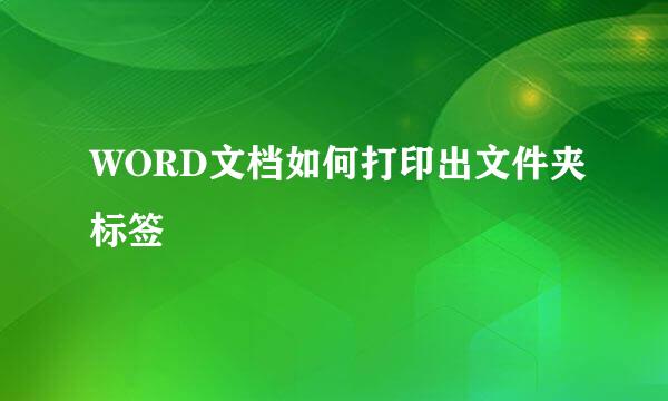 WORD文档如何打印出文件夹标签