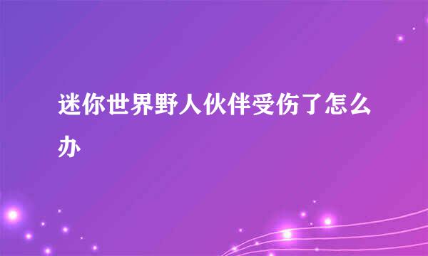 迷你世界野人伙伴受伤了怎么办