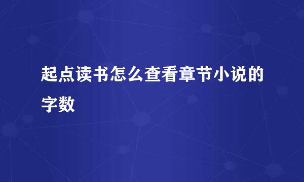 起点读书怎么查看章节小说的字数