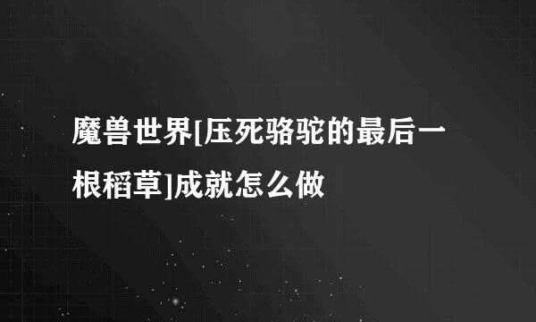 魔兽世界[压死骆驼的最后一根稻草]成就怎么做
