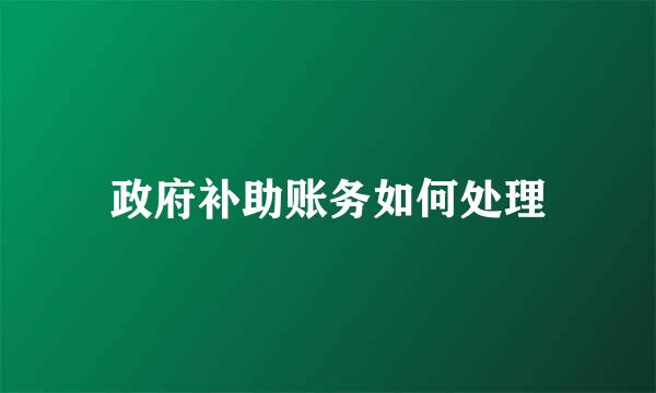 政府补助账务如何处理