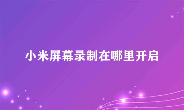 小米屏幕录制在哪里开启