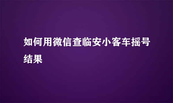 如何用微信查临安小客车摇号结果