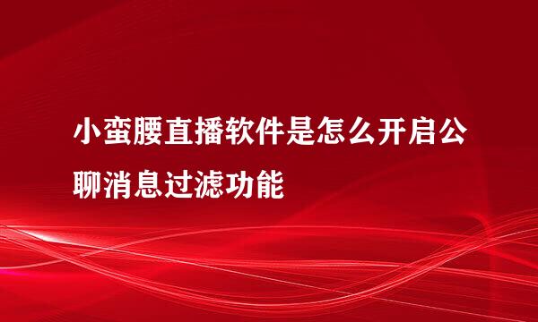 小蛮腰直播软件是怎么开启公聊消息过滤功能