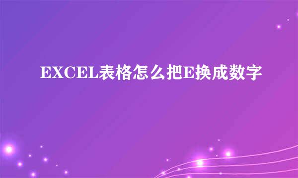 EXCEL表格怎么把E换成数字