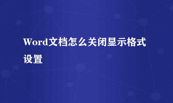 Word文档怎么关闭显示格式设置