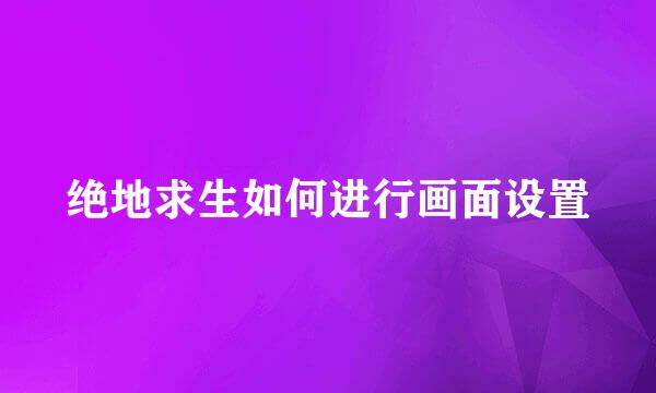 绝地求生如何进行画面设置