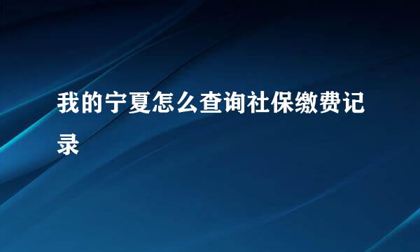 我的宁夏怎么查询社保缴费记录