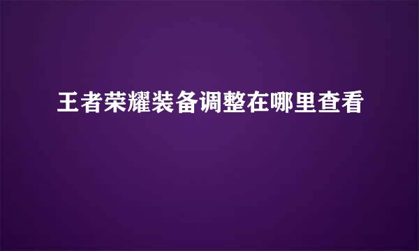 王者荣耀装备调整在哪里查看