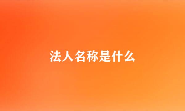 法人名称是什么