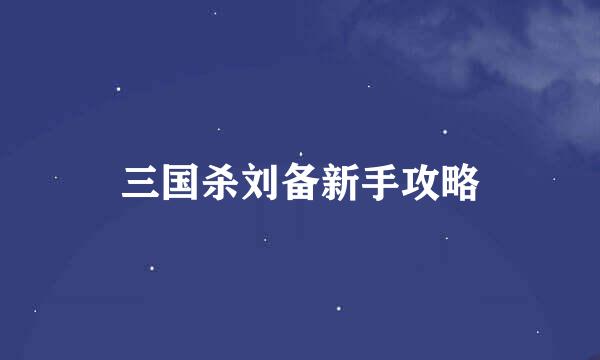三国杀刘备新手攻略