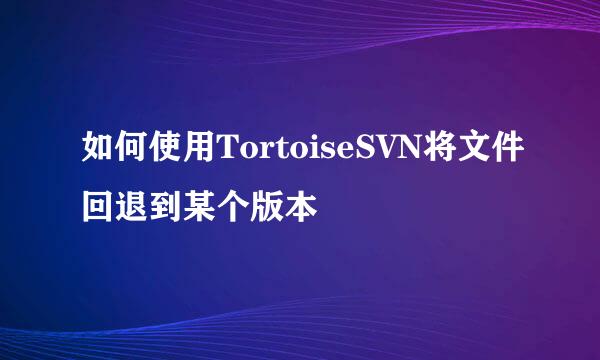 如何使用TortoiseSVN将文件回退到某个版本