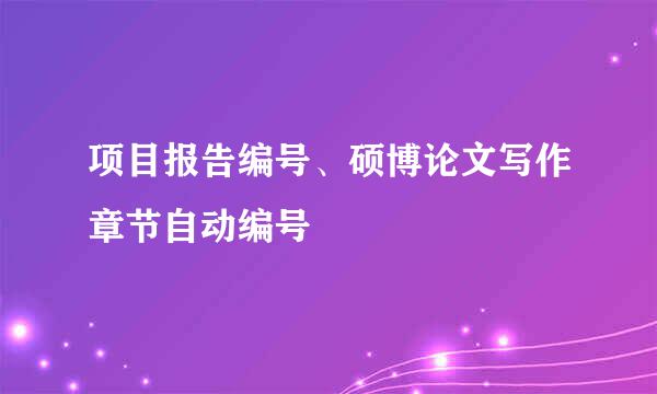 项目报告编号、硕博论文写作章节自动编号